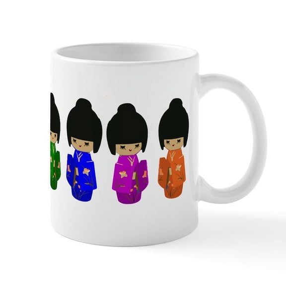 CafePress - Cute Kokeshi Doll Art Mug - 11 oz Ceramic Mug - Novelty Coffee Tea Cup