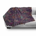 thumbnail image 3 of Psychedelic Soft Flannel Fleece Throw Blanket, Exotic Composition in Lively Colors Swirling Leaves and Petals Funky Seaweed, Cozy Plush for Indoor and Outdoor Use, 50" x 70", Multicolor, by Ambesonne, 3 of 6