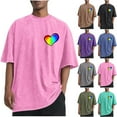thumbnail image 1 of RKSTN Valentine's Day T Shirts for Man Oversized Crewneck Cotton Valentine Print Short Sleeves Shirts Tops Mens Casual Round Neck Sports Washed Distressed T-Shirts Loose Fits Comfy Soft Tee Shirts, 1 of 6