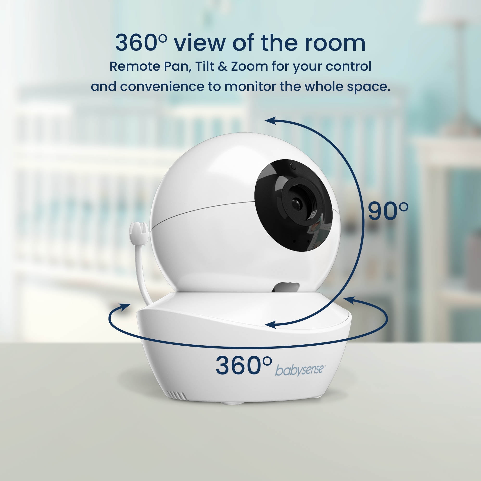 Babysense HD Video Baby Monitor Split Screen, 5" HD Display with 2 Cameras, Night Light, Non-Wi Fi, Pan Tilt Zoom, HDS2