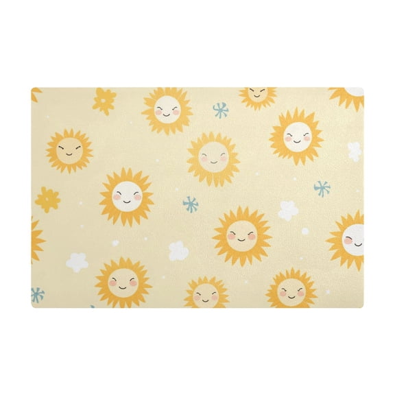 Dish Drying Mat Microfiber Kitchen Dish Pad Counter Absorbent Drainer Rack 12"x18" Happy Sun Face