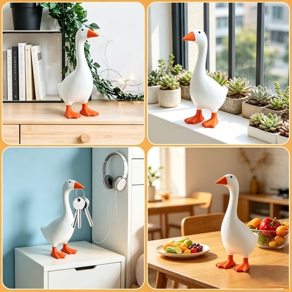 7 Inch Desk Goose Statue – Cute Resin Desktop Goose Figurine for Desk Decor, for Holidays and Housewarming