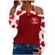 thumbnail image 1 of Camiseta de manga larga con estampado de día de San Valentín y cuello en V informal para mujer Fridja czfsfas3882, 1 of 5