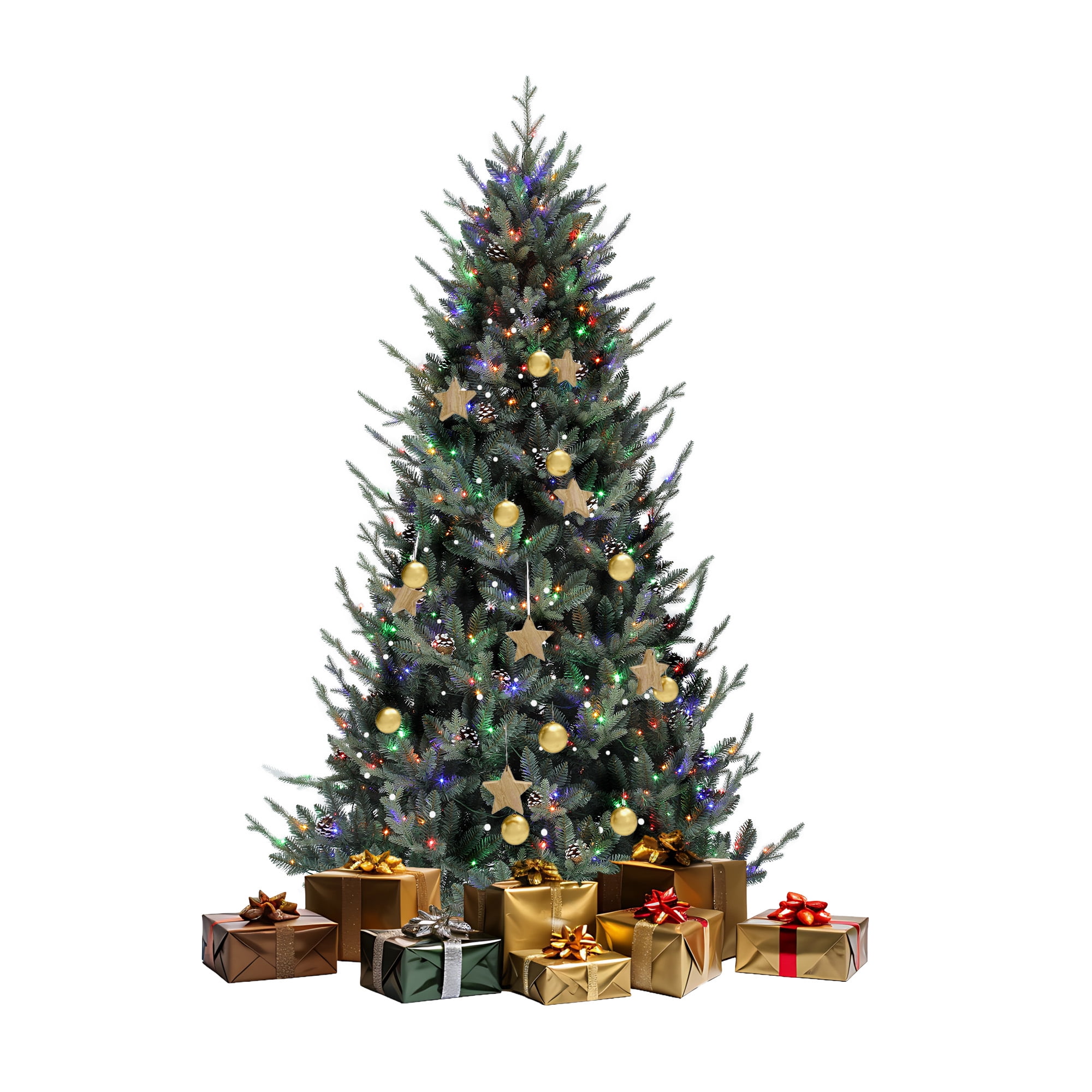 Uforic 6 ft Prelit Spruce Artificial Christmas Tree with 1176 PE&PVC Tips & 300 Lights,11 Light Modes