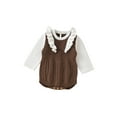 thumbnail image 1 of Qmyliery Infant Baby Girls Knit Rompers, Long Sleeve Crew Neck Ruffle Snap  Jumpsuits for Spring Autumn, 1 of 9