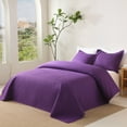 thumbnail image 3 of 3 PCS Solid Color Ultrasonic Lightweight Quilt Bedspread Set, Breathable Bed Cover, Modern All Season Bedding, 3 of 7