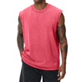 thumbnail image 5 of Men’s Sleeveless Tank Top Distressed Acid Wash Oversized Crewneck Loose Summer Tee, 5 of 8