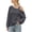 Dark Gray, variant on Summer Tops For Women Women Long Sleeve Top One‑Side Off‑Shoulder Irregular Neckline Loose‑Fit Medium Length Casual Pullover Tee Spring Autumn Dark Gray
