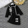 thumbnail image 3 of Odeerbi 3-7 Years Toddler Girls Cotton Outfits Peter Pan Collar Long Sleeve Jacket with A-Line Skirt Two-piece Set Casual Skirt Set Toddler Girls Clothes, 3 of 8