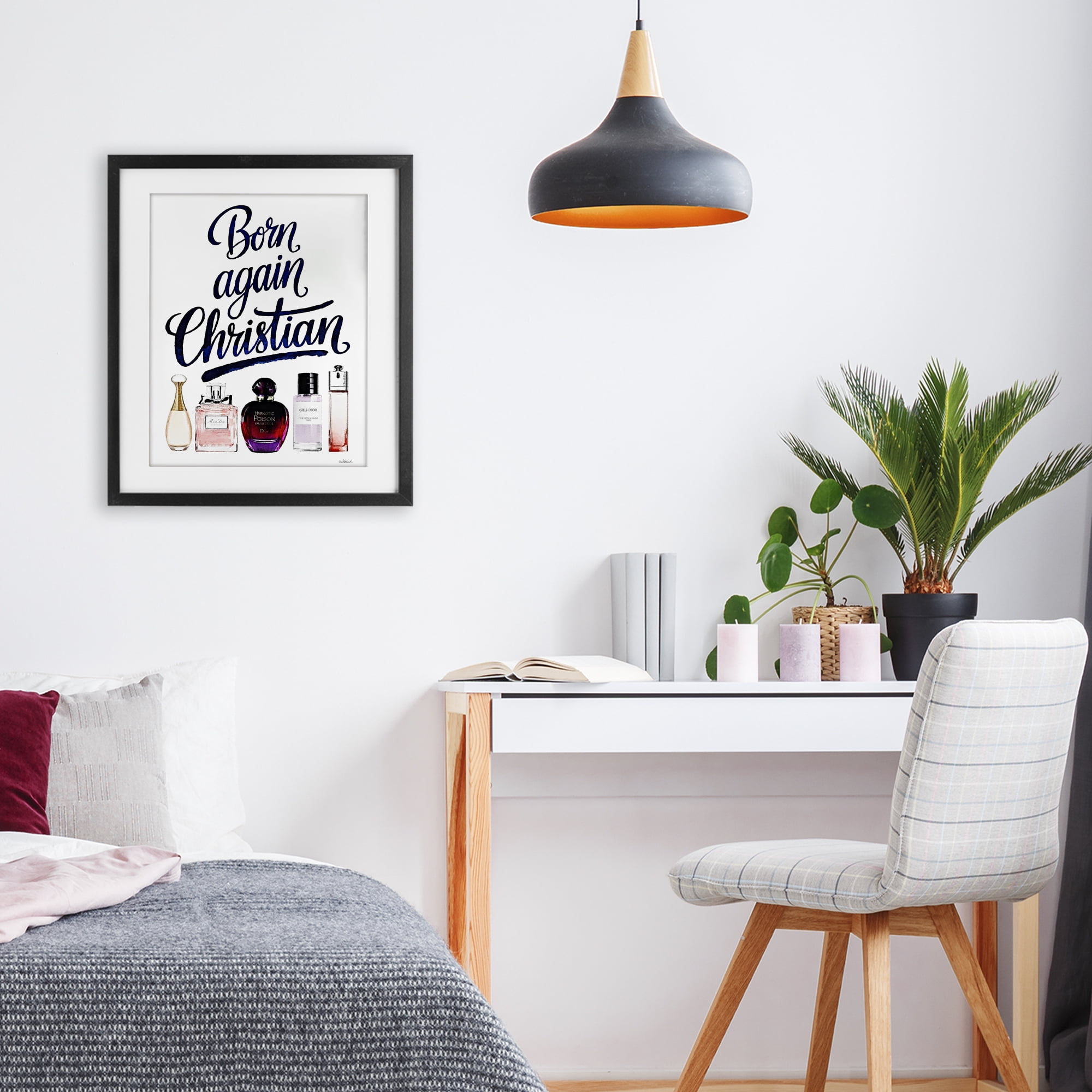 Born Again Christian Skincare Black Framed Print Under Glass, design by Amanda Greenwood