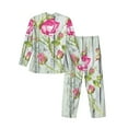 thumbnail image 2 of Kll Vintage Wood Background With Floral Sleepwear Mens Flannel Pajamas,Long Cotton Pj Set, 2 of 9