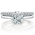thumbnail image 3 of Metal Masters Womens 2Ct Round Moissanite Bridal Set Under-Halo Cathedral Wedding Ring 18K White Gold Plated Silver, 3 of 7