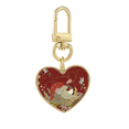 thumbnail image 1 of flower wing bird ukiyo-e Gold Heart Keychain Metal Keyring Holder, 1 of 3