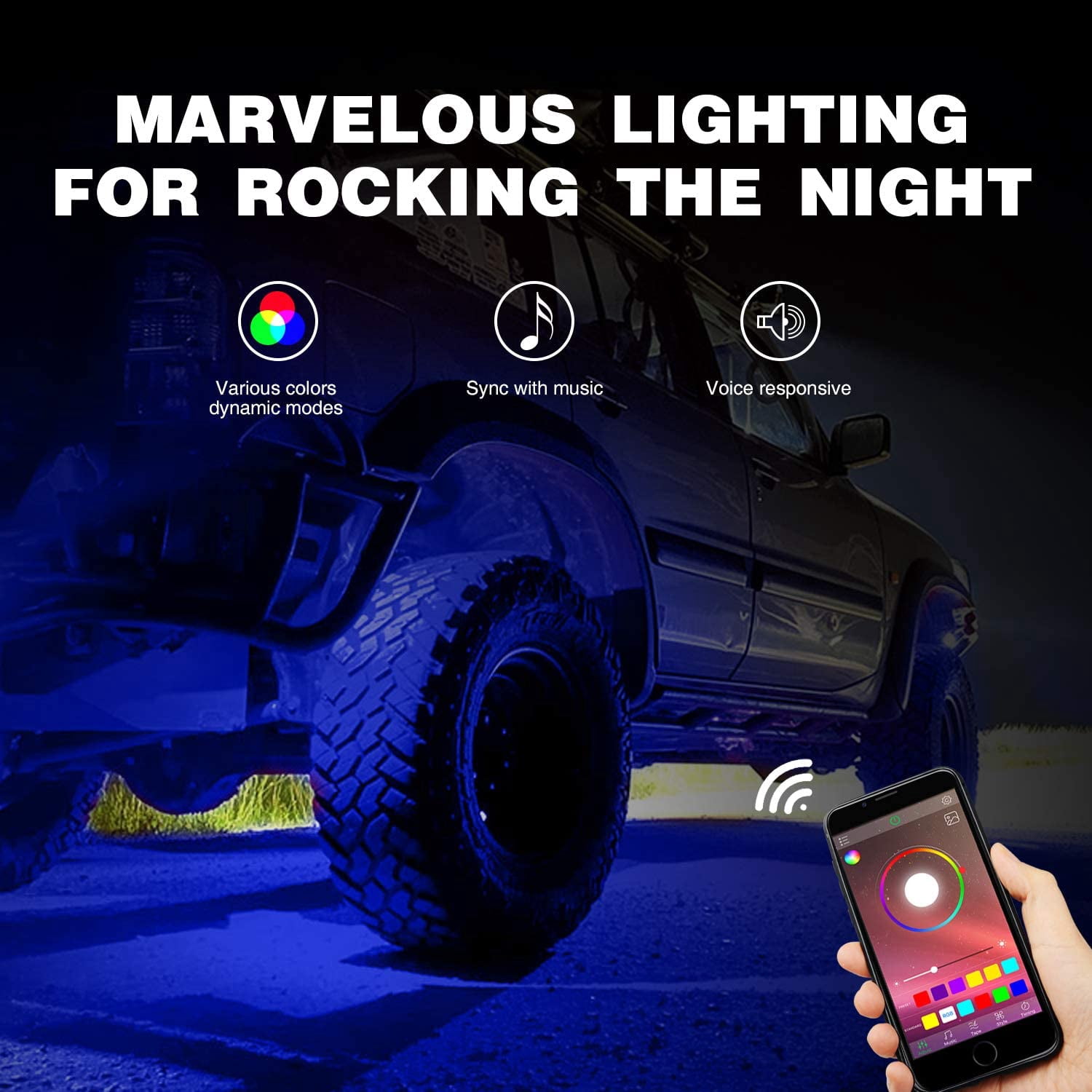 Nilight 8 Pods RGB LED Exterior Decorative Lights fits Light Truck