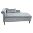 thumbnail image 1 of Modern Velvet Lounge Chair for Bedroom with Storage and Pillow, Upholstered Rolled Arm Chaise Lounge for Living Room Bedroom Office,Grey, 1 of 10