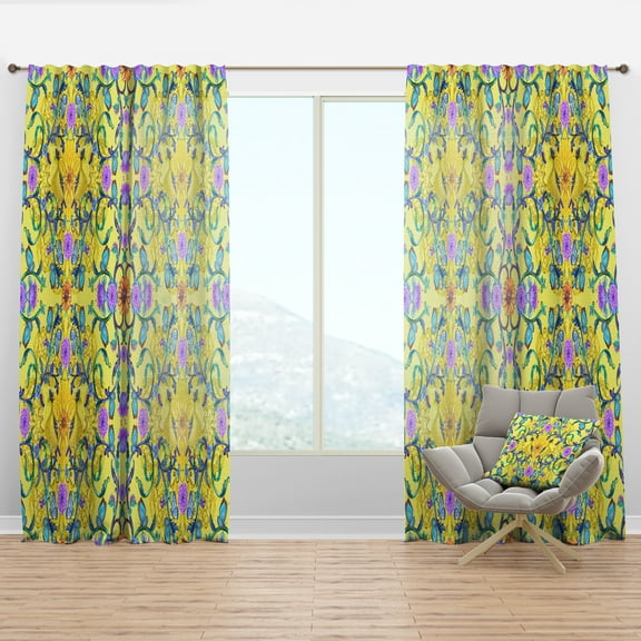 Designart 'Moods Yellow VIII' Bohemian Curtain Panel
