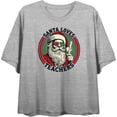 thumbnail image 4 of Santa Loves Teachers Women's Heather Gray Crew Neck Short Sleeve Crop Tee-Medium, 4 of 6
