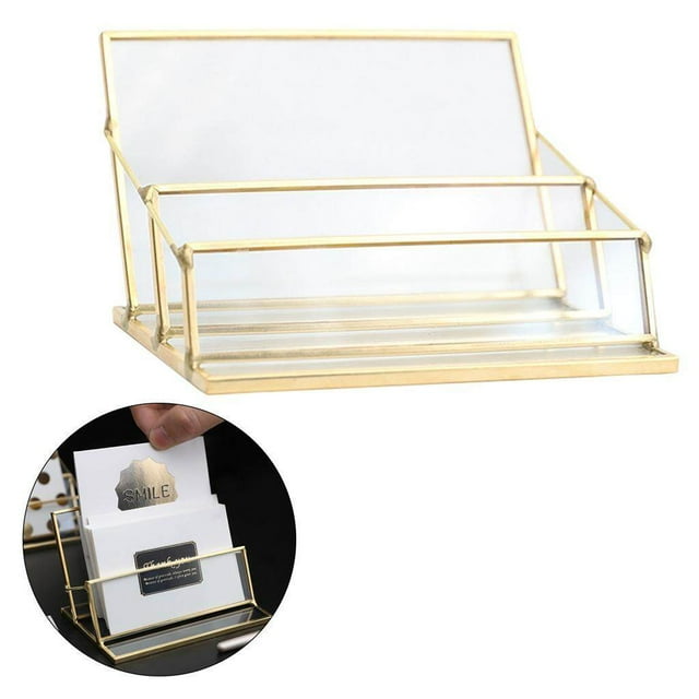 Desktop Business Card Holder Display Organizer Storage Business Card Box 11x7x7cm