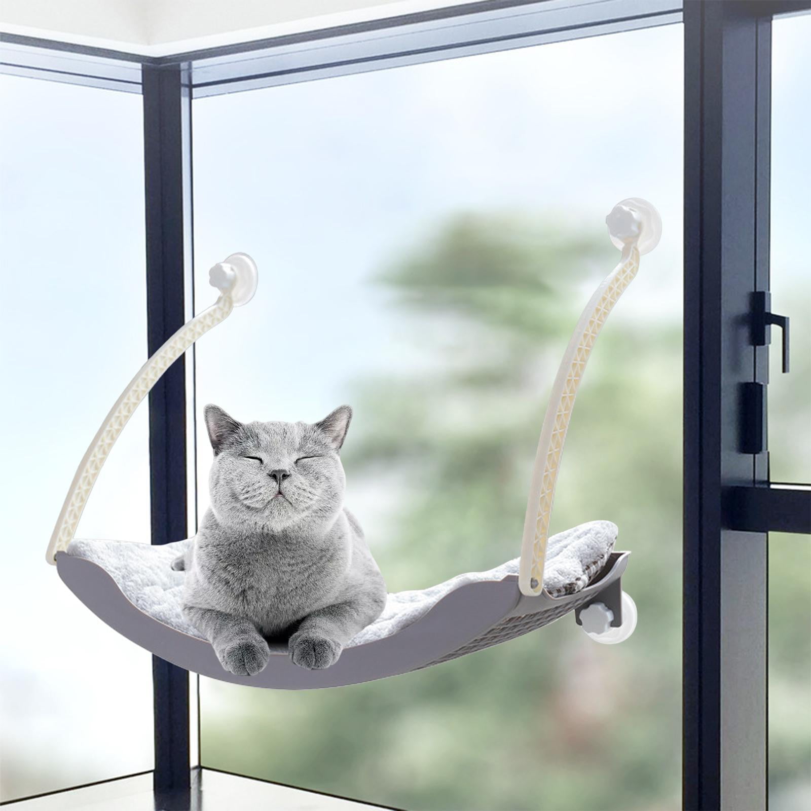 , Cat Window Perch Suction Cups Space Saving Cat Hammock Pet Resting Seat Shelves - Providing 360 degree Sunbath for Cats , Gray
