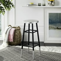 SAFAVIEH Kenzie Iron Silver Dipped 30" Barstool, Black