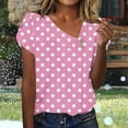 thumbnail image 2 of Uaswgudfs ​Elegant Polka Dot Women's Blouses for Summer​ - V-Neck Short Sleeve with Button Accents & Lightweight Fabric, 2 of 7