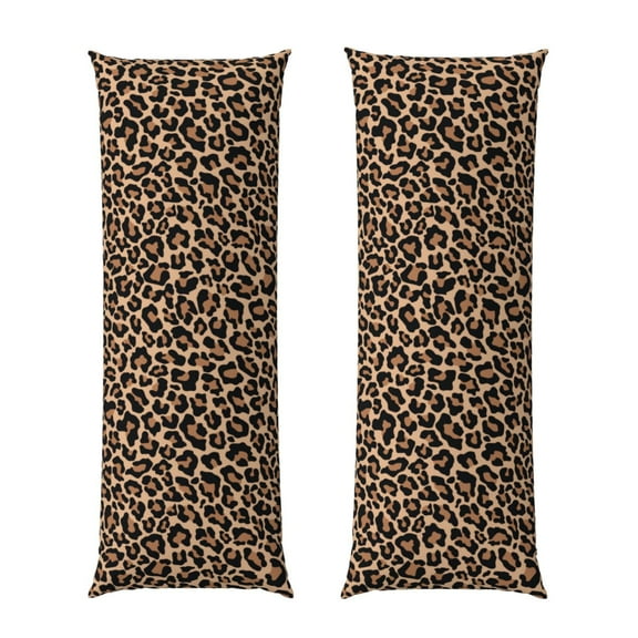 Bingfone Body Pillow Cover Long Pillow Case with Zipper Decorative Bedding Pillowcase 20"x54" Soft Cushion Pillow Case for Bedroom-Brown Leopard