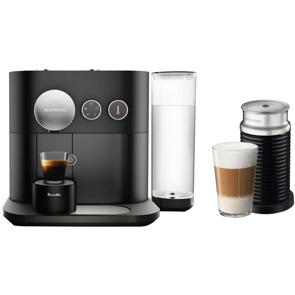 Breville Nespresso Expert SingleServe Machine in Off Black and Aeroccino Milk Frother in Black