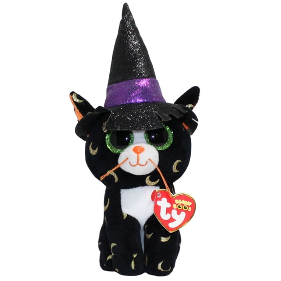 Ty Beanie Boos - Pandora the Witch Cat  – Glitter Eyes  - Stuffed Animal