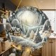thumbnail image 1 of Puntoco Letrero de madera circular con hermosa vista nocturna y nieve navideña, número de puerta, pintura en madera, decoración, jardín, porche, 1 of 6