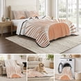 thumbnail image 6 of Twin XL Quilt Set 68''x98'', Orange Sunshine Lightweight Summer Bedspread Coverlet Set with 2 Pillow Shams, Lines Retro Abstract Middle Century Breathable All Season Quilt Bedding for Dorm/Guest Room, 6 of 9