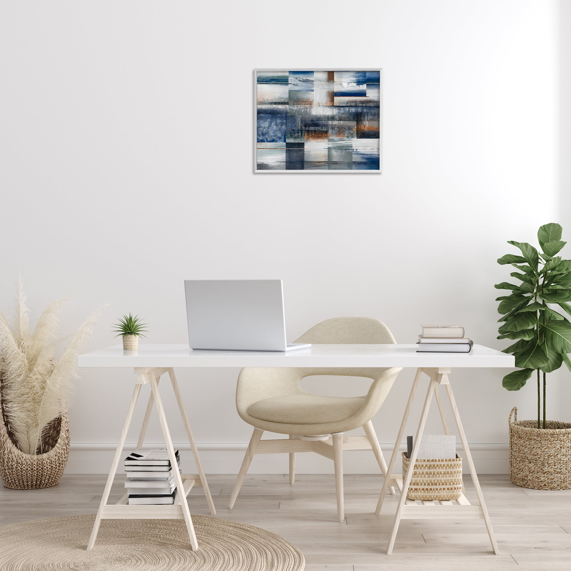 Stupell Industries Nautical & Nature Collage Abstract Painting White Framed Art Print Wall Art, 20 x 16