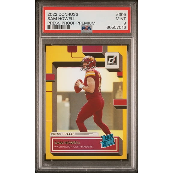Sam Howell Commanders 2022 Donruss Press Proof Premium Rookie Card #305 PSA 9