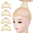 thumbnail image 1 of Fandamei 4 Piezas Gorros de Peluca de Medias Marrón Claro Gorros de Peluca de Nailon Elásticos para Mujer, 1 of 4