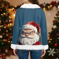 thumbnail image 7 of Women's Round Neck Plush Collar Christmas Printed Long Sleeve Pullover T-Shirt Top, Fleece Lined Holiday Sweater, Warm Winter Fashion Blouse,Blue,S, 7 of 7