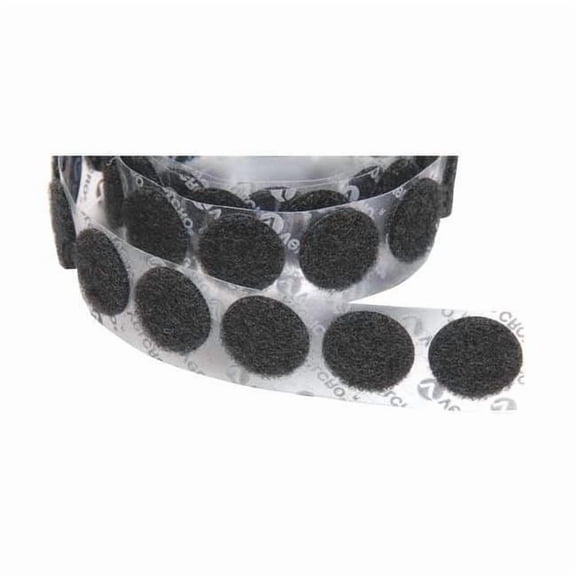 Reclosable Fastener, Disc, Acrylic Adhesive, 3/4 in, Black, 1028 PK