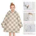 thumbnail image 6 of Beige Gray Checkerboard Checkered Pattern Blanket Hoodies for Kids 6-13YR Oversize Wearable Blanket Hoodies for Boys Girls Teens, 6 of 7