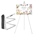 thumbnail image 1 of Soporte de caballete plegable ajustable de 66 pulgadas de longitud, caballete portátil para letreros de boda en color plateado, 1 of 6