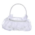 thumbnail image 6 of Satin Flower Basket Fariy Wedding Basket with Handle White Flower Girl Basket for Bridal Engagement Wedding Supplies Ceremony A, 6 of 9