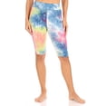 thumbnail image 3 of Women High Waist Knee Length Colorful Tie Dye Shorts – Blue/Green L/XL, 3 of 3