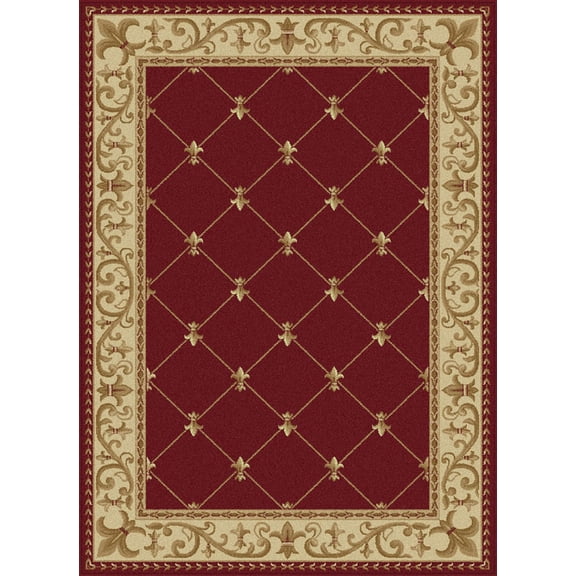 Tayse Sensation Area Rug 4880 Traditional Red Lines Flur De Lis 2' x 3' Rectangle