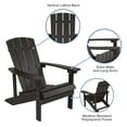 thumbnail image 4 of Flash Furniture 2 Pack Charlestown All-Weather Poly Resin Wood Adirondack Chairs with Side Table in Black, 4 of 9