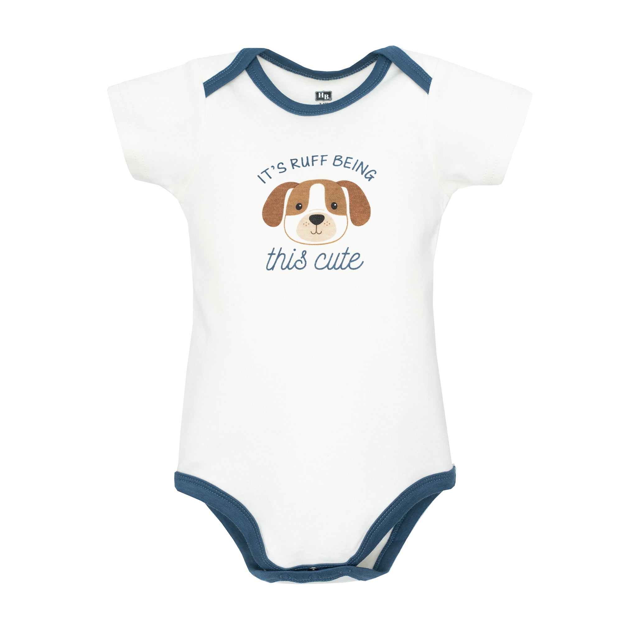 Hudson Baby Infant Boys Cotton Bodysuits 5-Pack, Ruff Being Cute Dog, 0-3 Months