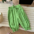 thumbnail image 2 of Otqutp Children Breathable Joggers Girls Summer Solid Color Pants Bundle Mouth Casual Pants Children's Draping Ice Silk Pants 0 To 6 Years, 2 of 5