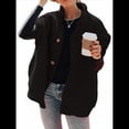 thumbnail image 3 of Chaleco de Felpa para Mujer, Informal, Extragrande, Cálido, con Botones y Bolsillos Negro XXL, 3 of 8