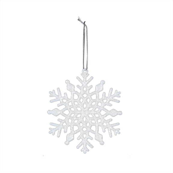 LYCAQL 9pcs Large White Snowflakes Ornaments 4" Big Glitter Snowflake for Winter Indoor Outdoor Christmas Tree Window Room Decorations Giant Craft Snowflakes