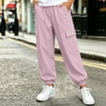 thumbnail image 5 of HAOTAGS Boys Cargo Pants (5-15) Elastic Waist Pockets Loose Ankle Pants Nylon Spandex Purple Size 5, 5 of 10