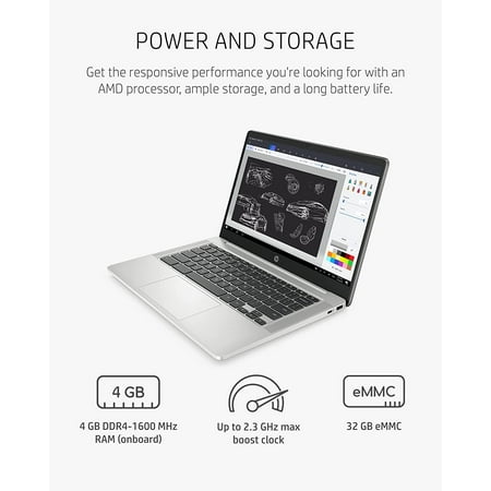 HP - 14" Micro-Edge Chromebook - AMD 3015Ce - 4GB Memory - 32GB eMMC