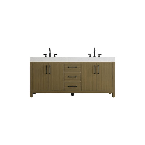 Elegant Kitchen and Bath 72 inch Double Bathroom Vanity In Chestnut Brown