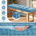 thumbnail image 6 of Bench Cushions for Indoor Furniture 42x16 in Velvet Kitchen Dining Piano Window Seat Cushion, Tufted Patio Porch Swing Thicken Bench Pad Memory Foam(Water Blue), 6 of 12