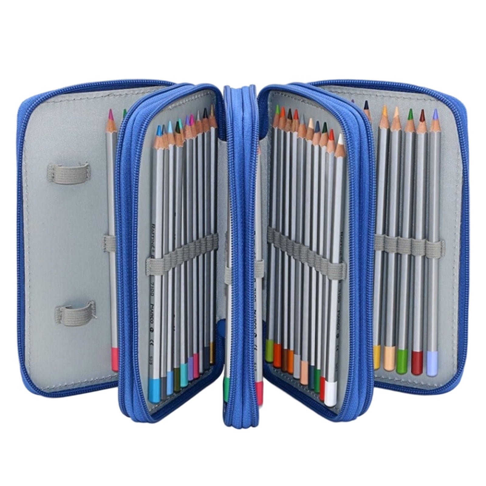 2pcs Zippered Pencil Case-Canvas Handy Pencil Holders for for Watercolor Pencils, Crayola Colored Pencils, Marco Pencils C